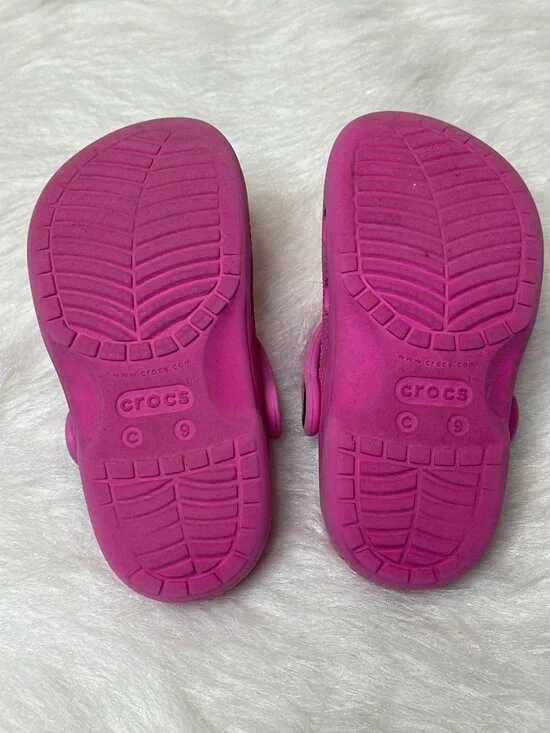 CROCS Clogs Little Kid 9 Two Pairs Hot Pink Purple Glitter - Picture 6 of 10